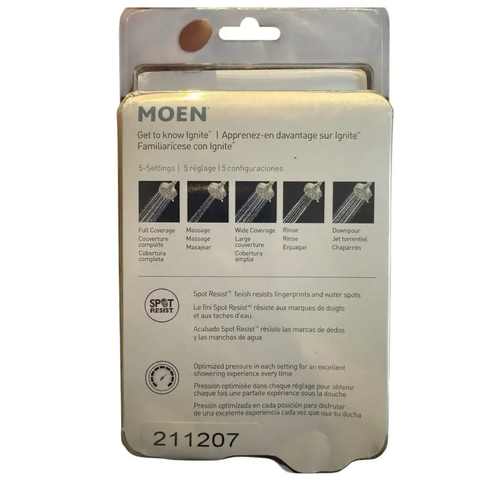 Moen Ignite 20090 Chrome 5-Function Shower Head 2.5 GPM NIB Spot Resist